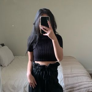 Forever 21 ribbed mock neck short sleeve ribbed top